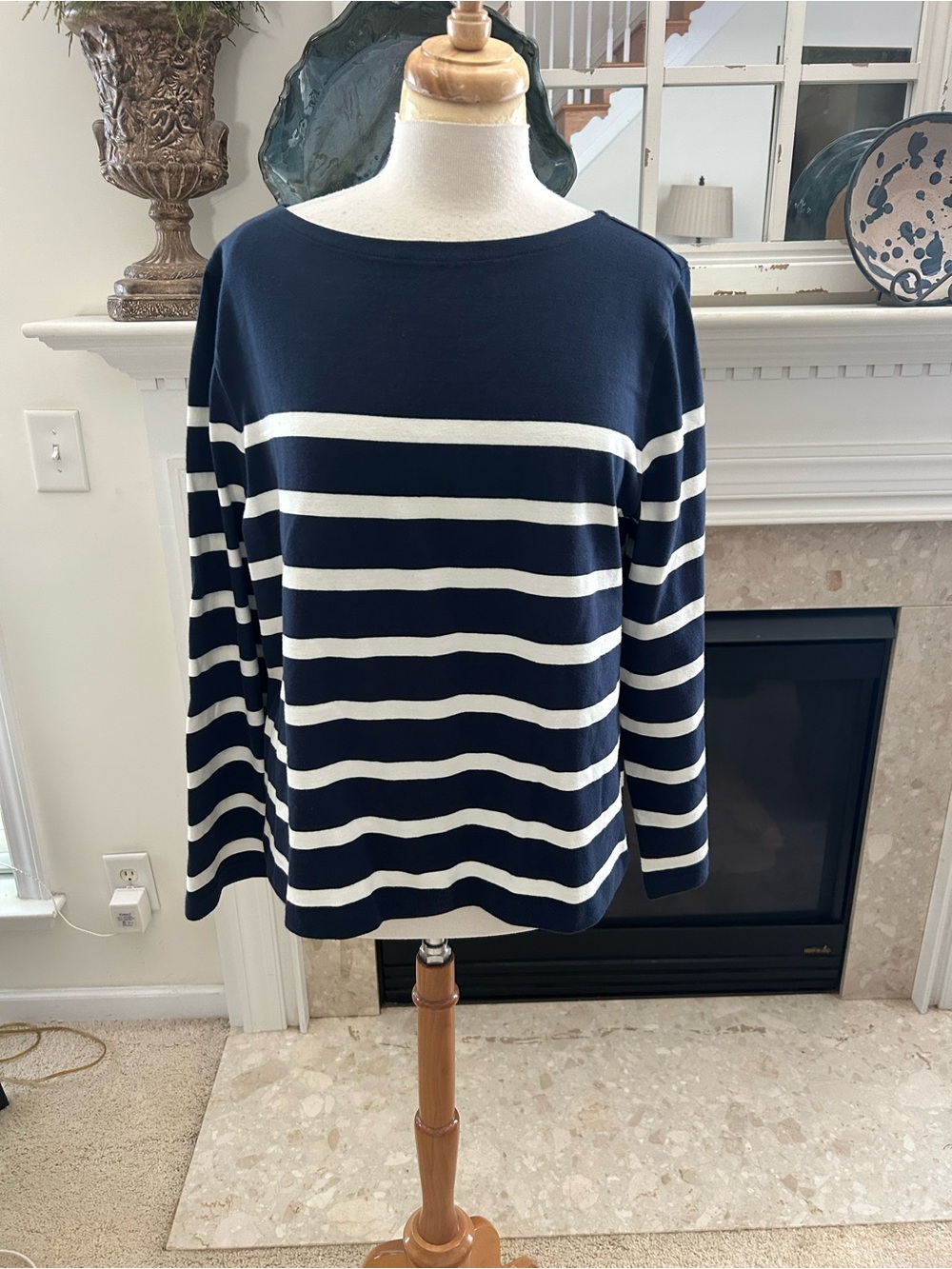 J. Crew Navy Striped Crewneck Top